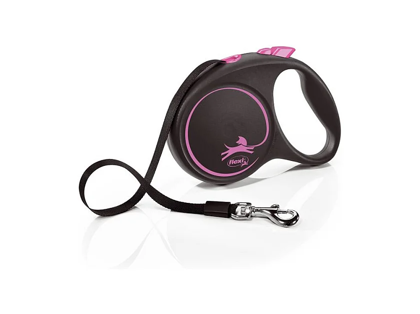 Laisse Black Design L Tape 5m black/ pink Flexi FU32T5-251-S-CP