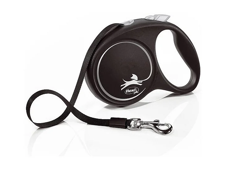 Laisse Black Design M Tape 5m black/ silver Flexi FU22T5-251-S-SI