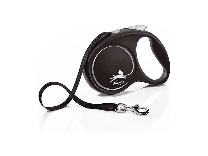 Laisse Black Design M Tape 5m black/ silver Flexi FU22T5-251-S-SI