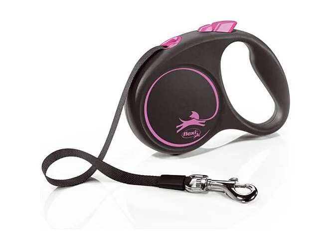 Laisse Black Design S Tape 5m black/ pink Flexi FU12T5-251-S-CP