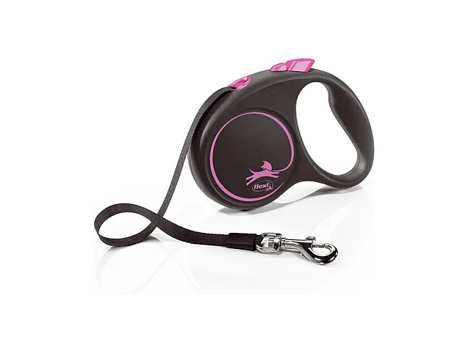 Laisse Black Design S Tape 5m black/ pink Flexi FU12T5-251-S-CP