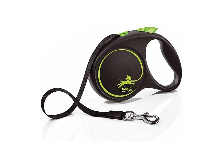 Laisse Black Design M Tape 5m black/ green Flexi FU22T5-251-S-CG