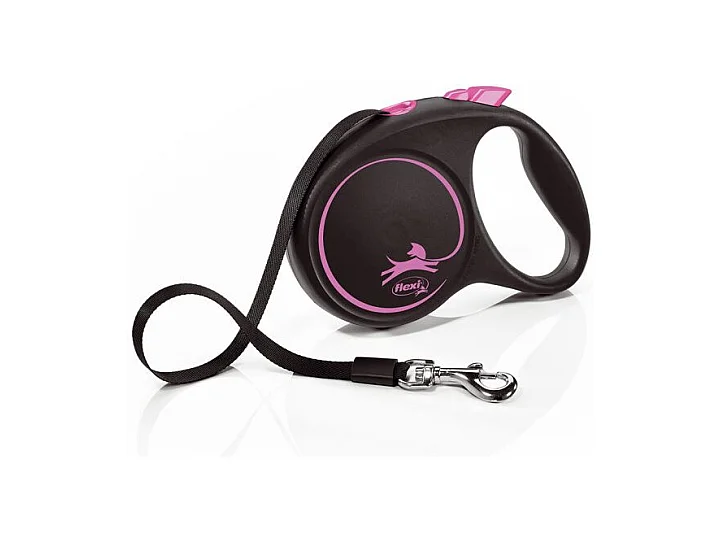 Laisse Black Design M Tape 5m black/ pink Flexi FU22T5-251-S-CP