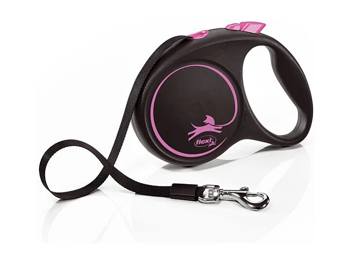 Laisse Black Design M Tape 5m black/ pink Flexi FU22T5-251-S-CP