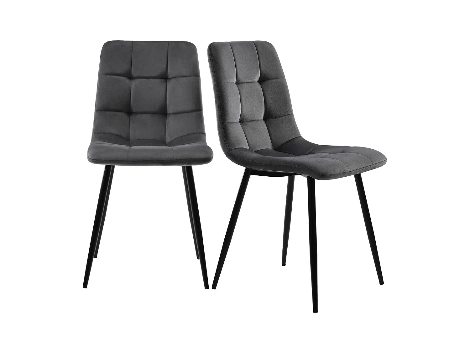 4er-Set Samtstühle – ergonomisches Design, Metallrahmen, Metallbeine, Grau