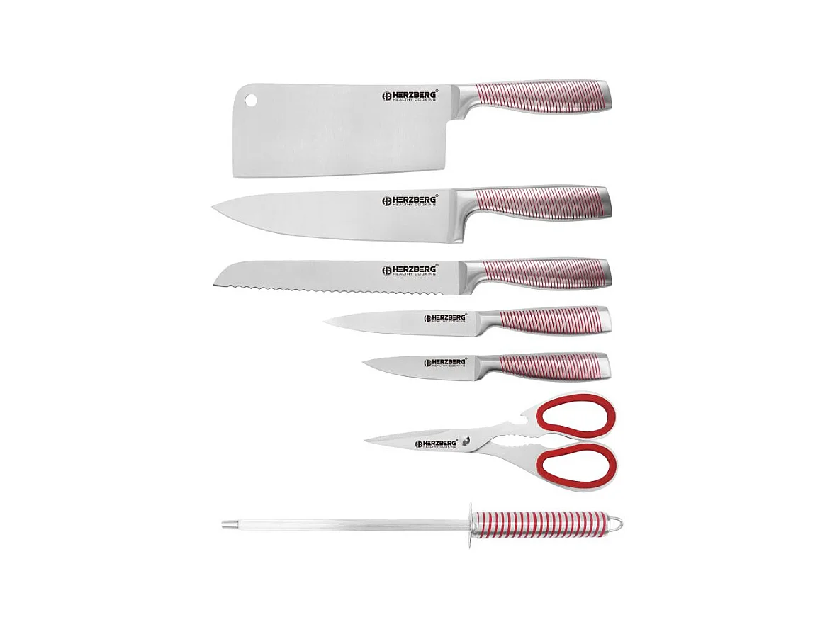 Set de couteaux 8 Pièces Rouge Herzberg HGSKN8-RED