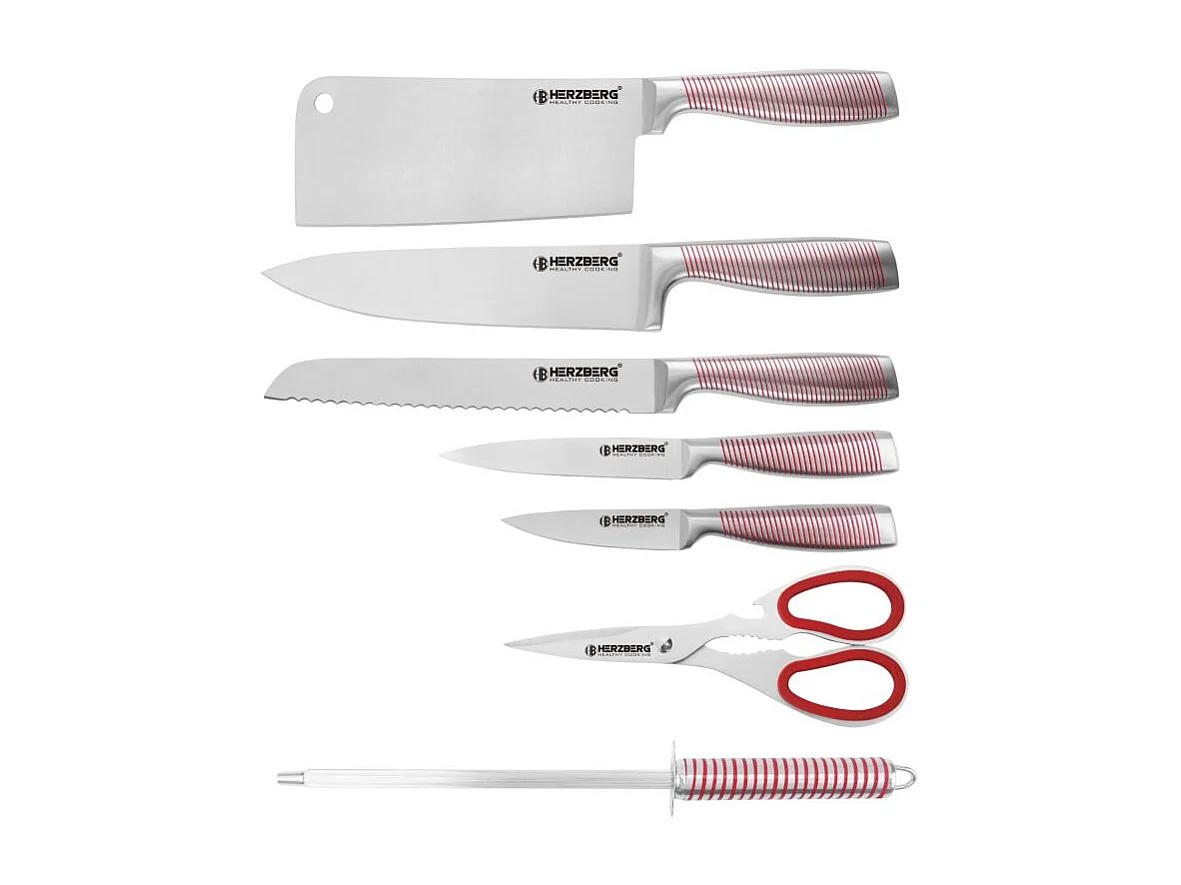 Set de couteaux 8 Pièces Rouge Herzberg HGSKN8-RED