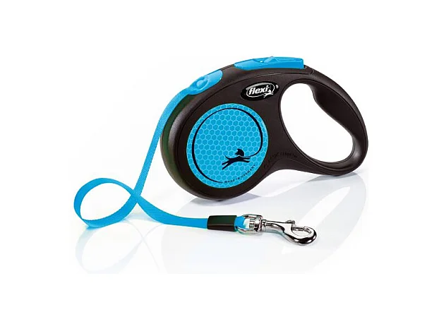 Laisse New Neon S Tape 5 m black/ neon blue Flexi CL11T5-251-S-NEOBL