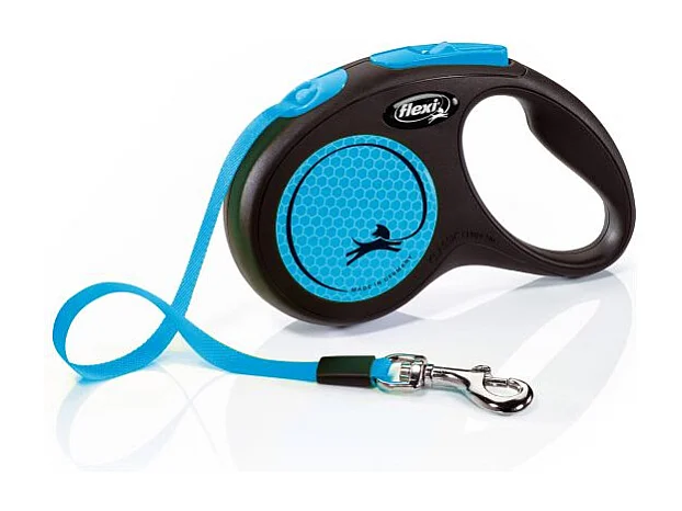 Laisse New Neon S Tape 5 m black/ neon blue Flexi CL11T5-251-S-NEOBL