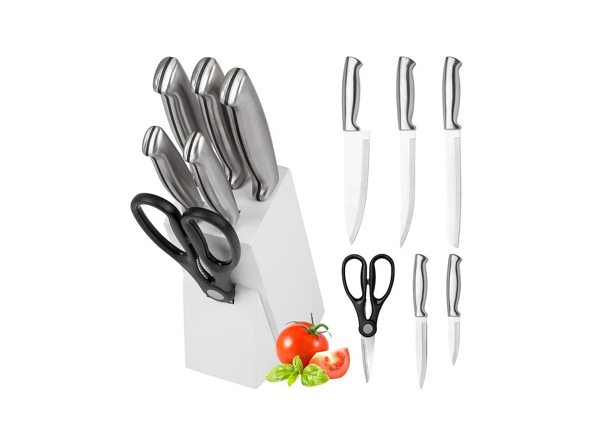 Set de couteaux avec support 7 pièces blanc Classbach C-MBS4018-Blanc
