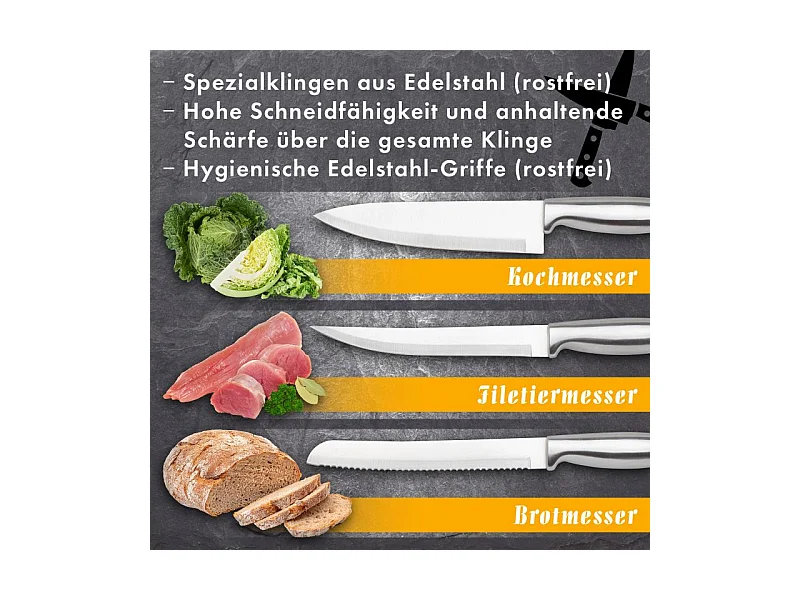 Set de couteaux avec support 7 pièces blanc Classbach C-MBS4018-Blanc