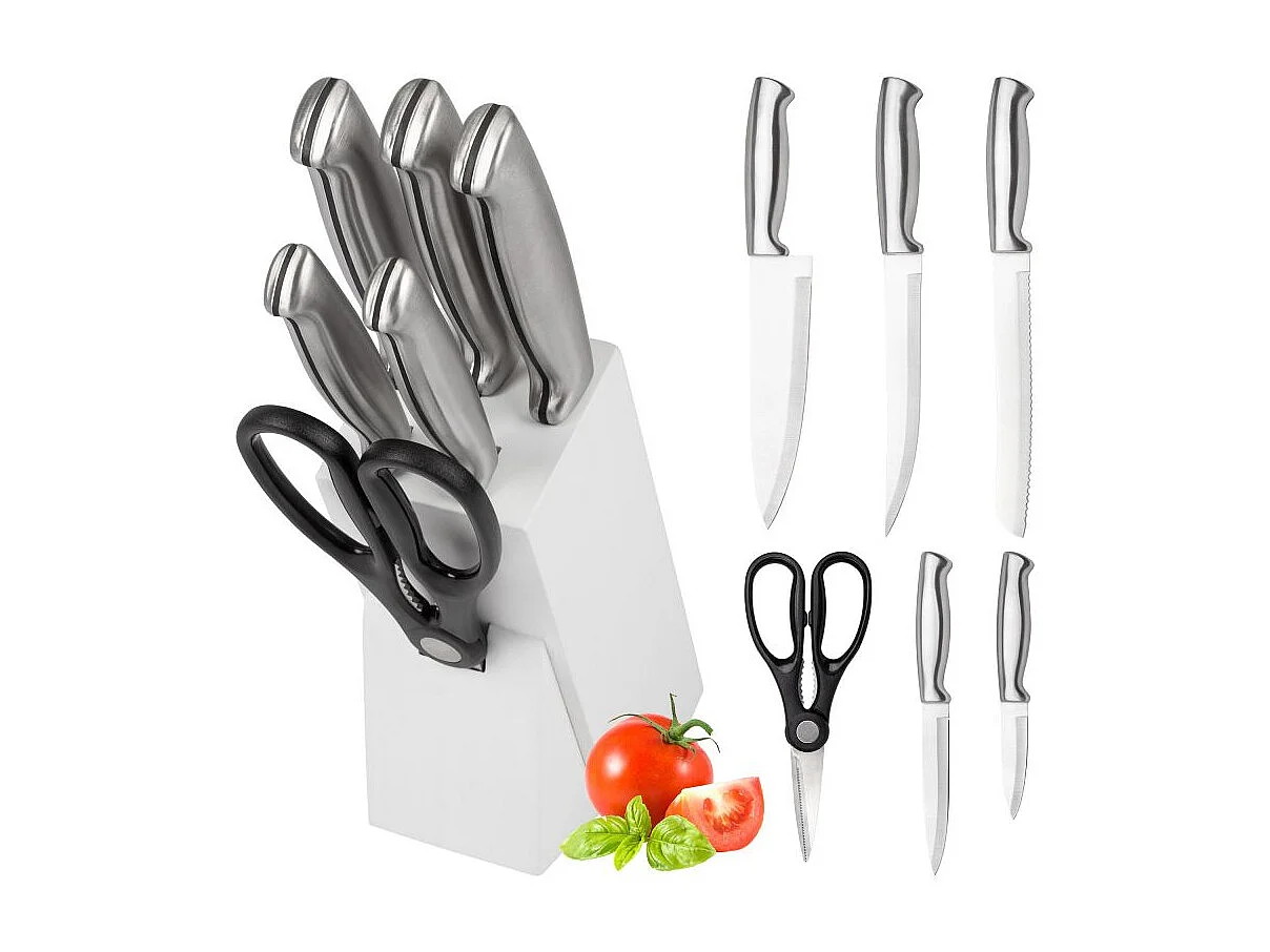 Set de couteaux avec support 7 pièces blanc Classbach C-MBS4018-Blanc