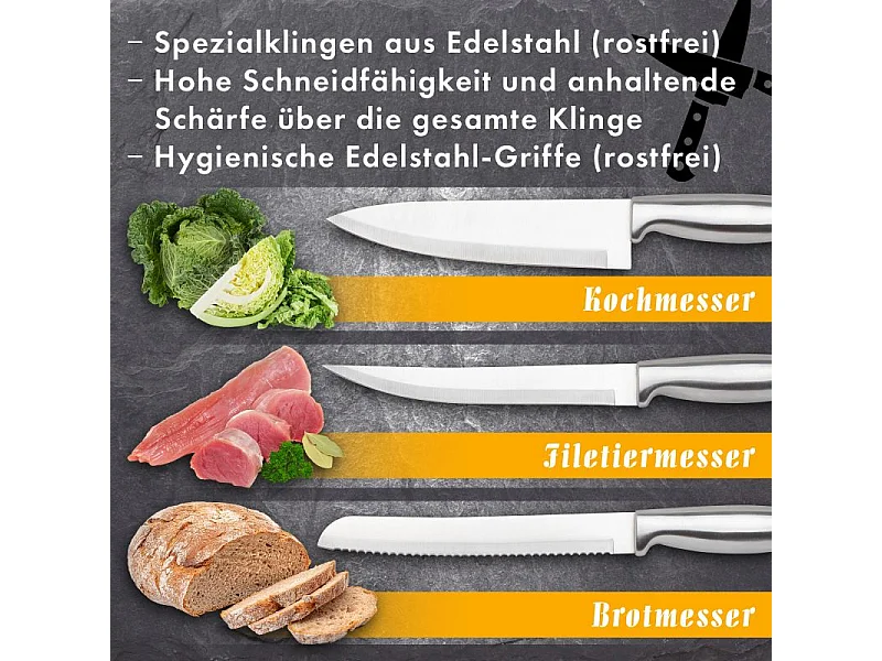 Set de couteaux avec support 7 pièces blanc Classbach C-MBS4018-Blanc