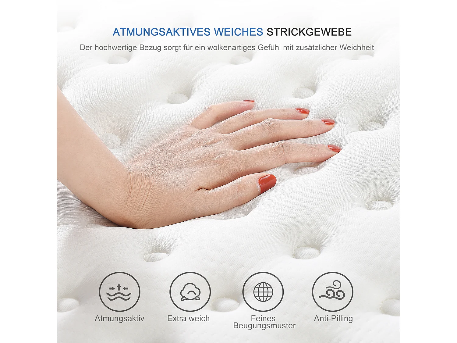 Matelas 140x200 cm à ressorts ensachés avec surmatelas intégré – Épaisseur 25 cm