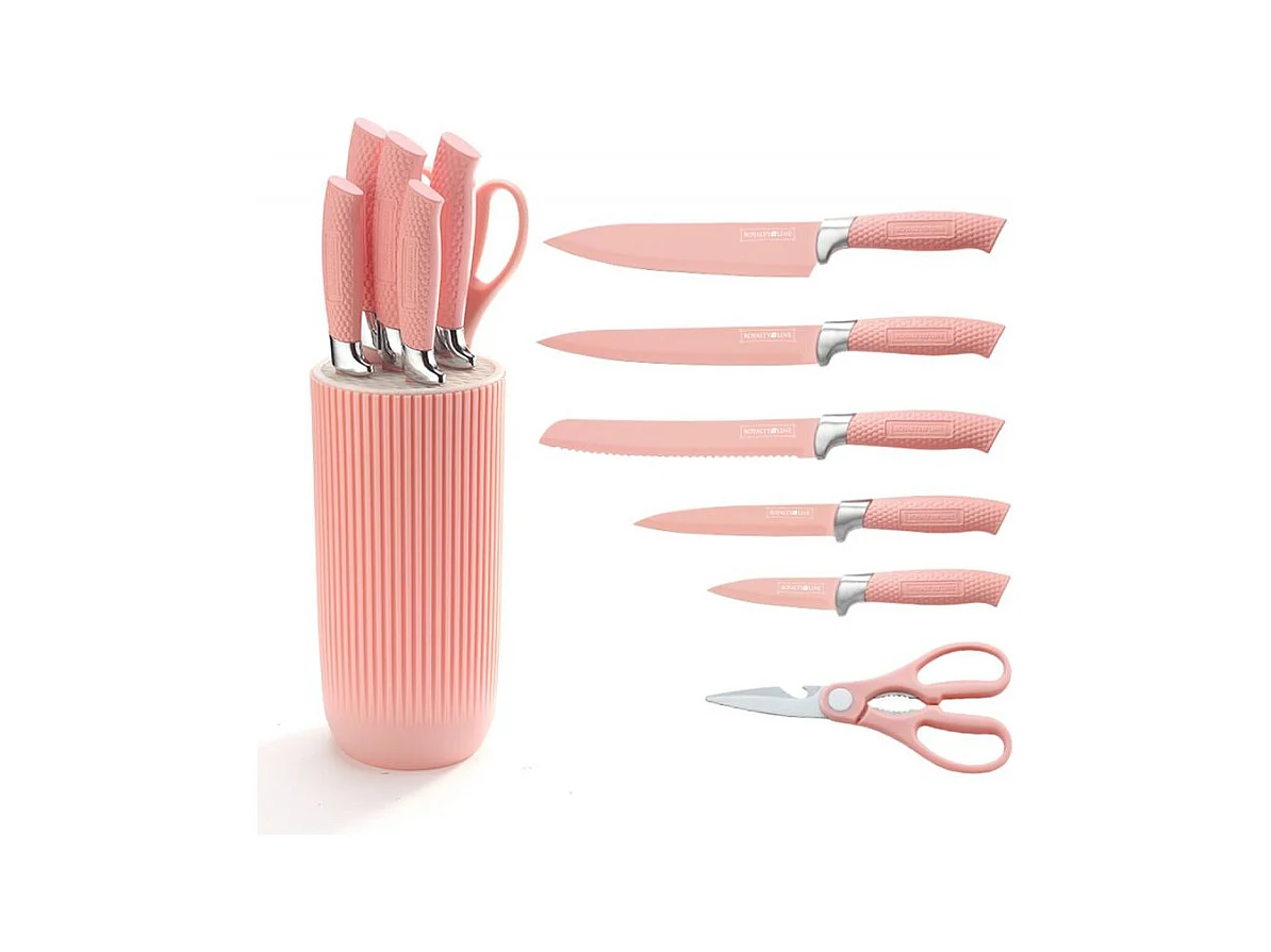 Ensemble de couteaux 5 pièces avec ciseaux et support Rose Royalty Line RLNC07P