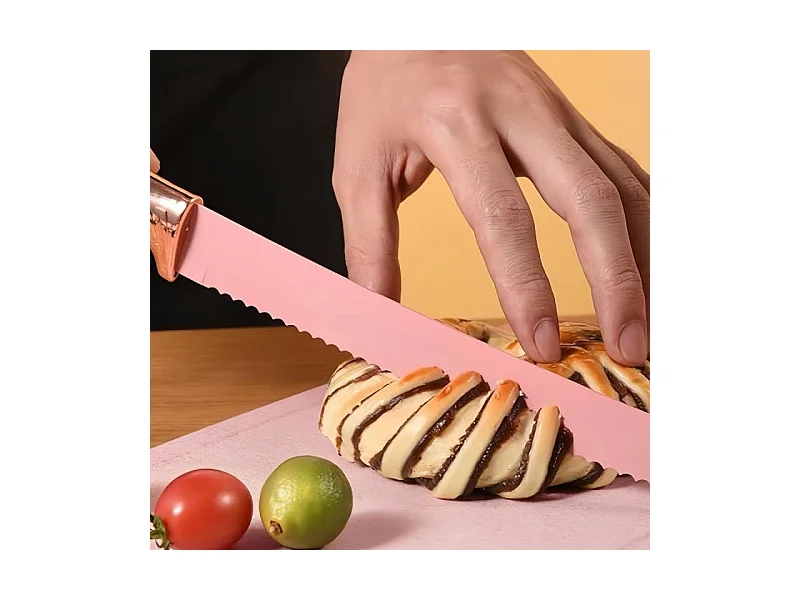 Ensemble de couteaux 5 pièces avec ciseaux et support Rose Royalty Line RLNC07P