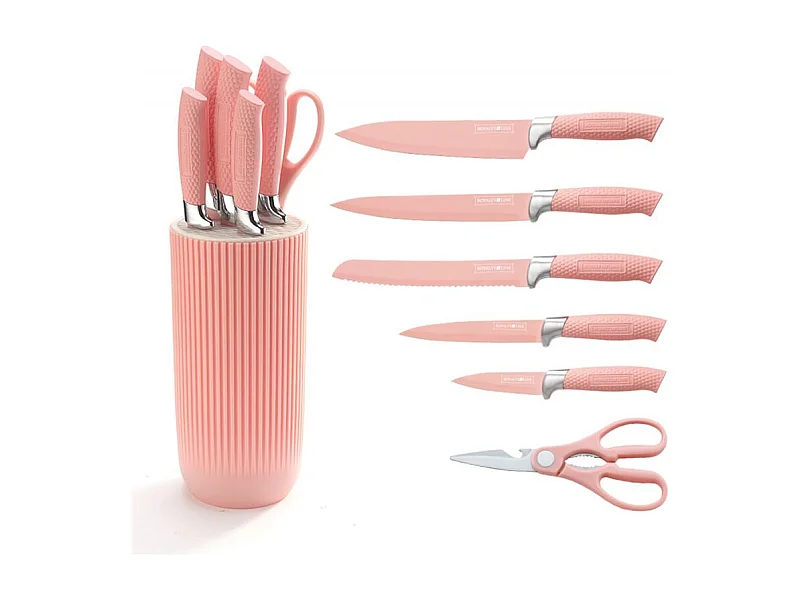 Ensemble de couteaux 5 pièces avec ciseaux et support Rose Royalty Line RLNC07P
