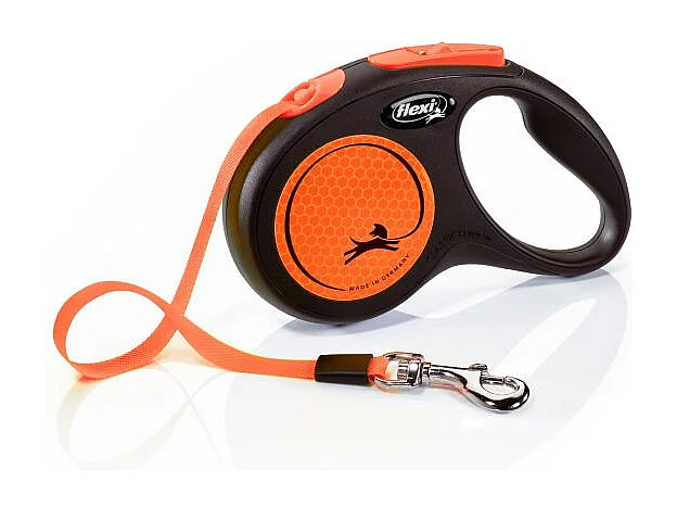 Laisse New Neon S Tape 5 m black/ neon orange Flexi CL11T5-251-S-NEOOR