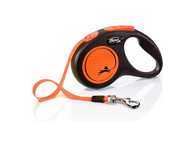 Laisse New Neon S Tape 5 m black/ neon orange Flexi CL11T5-251-S-NEOOR