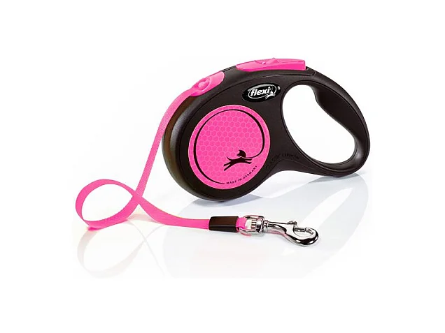 Laisse New Neon M Tape 5 m black/ neon pink Flexi CL21T5-251-S-NEOP