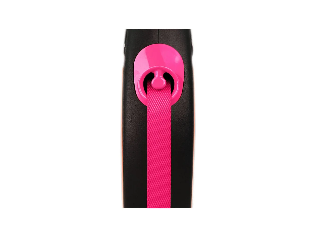 Laisse New Neon M Tape 5 m black/ neon pink Flexi CL21T5-251-S-NEOP
