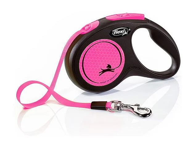 Laisse New Neon M Tape 5 m black/ neon pink Flexi CL21T5-251-S-NEOP