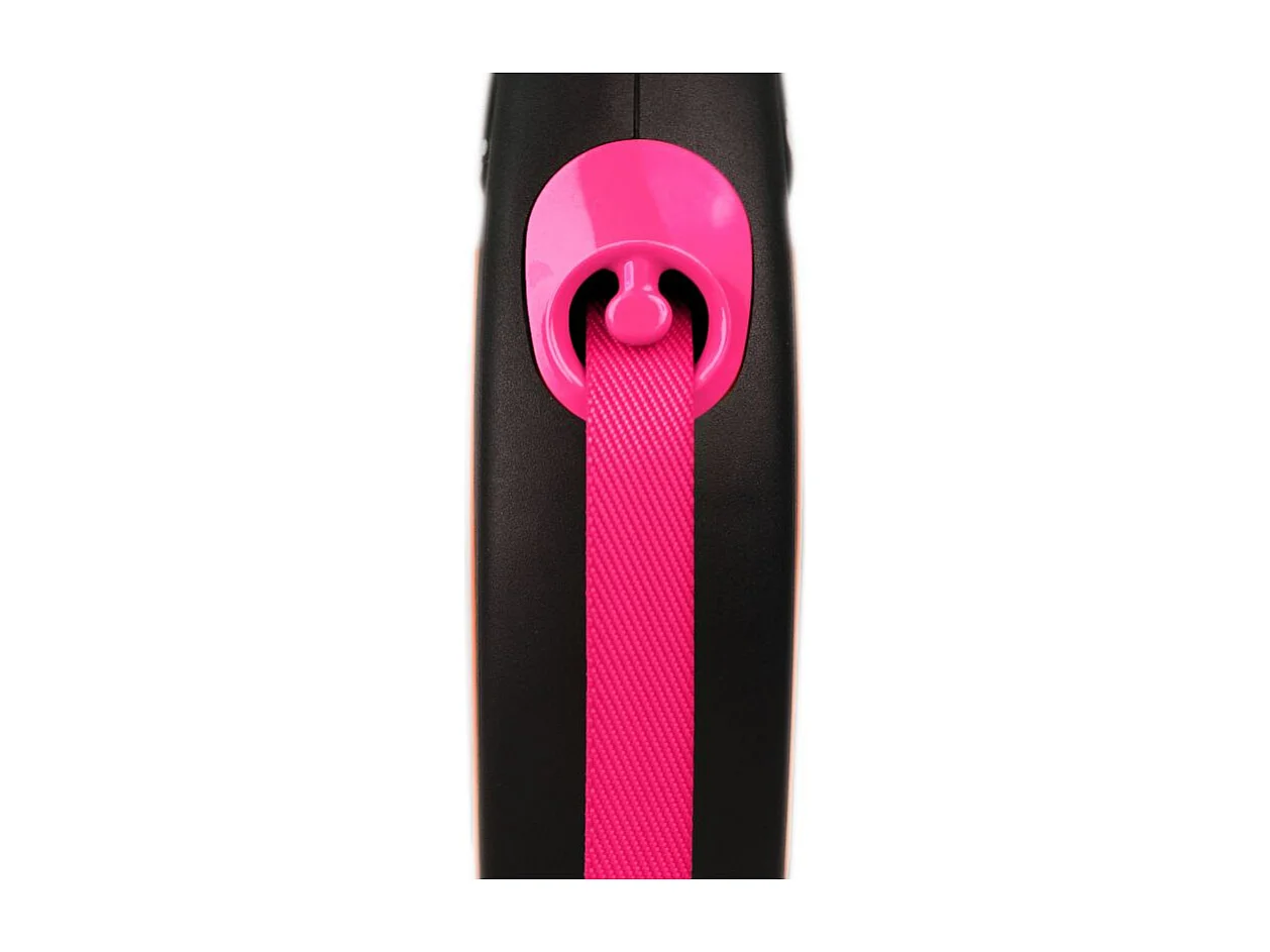 Laisse New Neon M Tape 5 m black/ neon pink Flexi CL21T5-251-S-NEOP