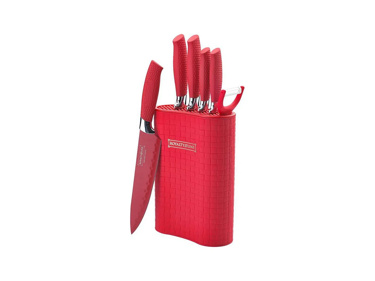 Set de couteaux avec support 7 pièces Rouge Royalty Line RL6MSTR