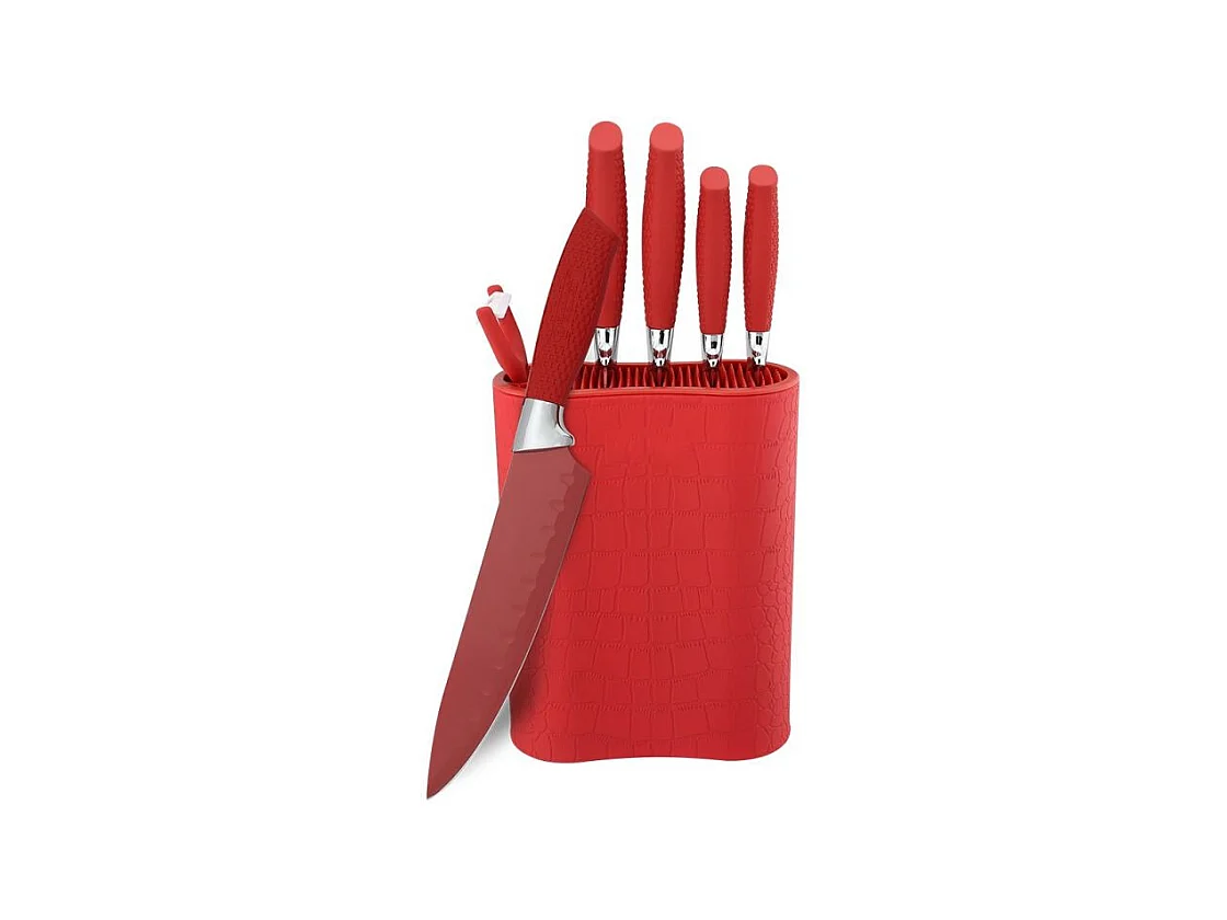 Set de couteaux avec support 7 pièces Rouge Royalty Line RL6MSTR