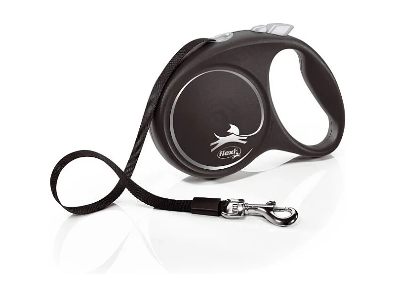 Laisse Black Design L Tape 5m black/ silver Flexi FU32T5-251-S-SI