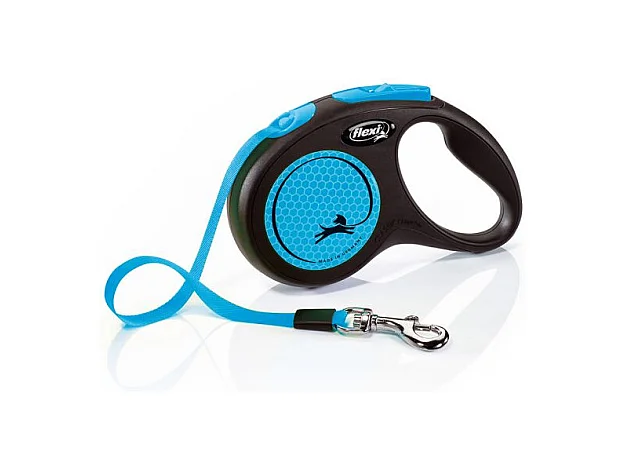 Laisse New Neon M Tape 5 m black/ neon blue Flexi CL21T5-251-S-NEOBL