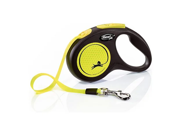 Laisse New Neon S Tape 5 m black/ neon yellow Flexi CL11T5-251-S-NEOGE