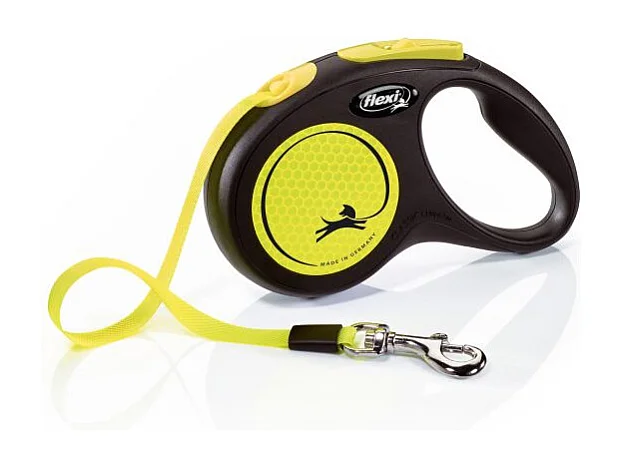 Laisse New Neon S Tape 5 m black/ neon yellow Flexi CL11T5-251-S-NEOGE