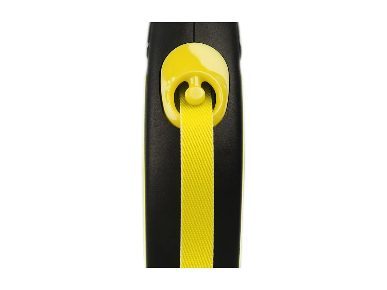Laisse New Neon S Tape 5 m black/ neon yellow Flexi CL11T5-251-S-NEOGE