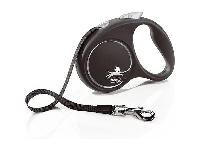 Laisse Black Design S Tape 5m black/ silver Flexi FU12T5-251-S-SI