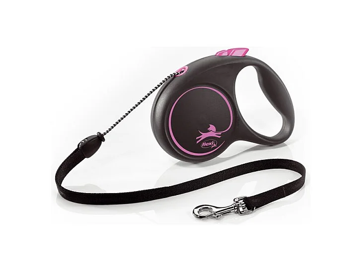 Laisse Black Design M Cord 5m black/ pink Flexi FU22C5-251-S-CP