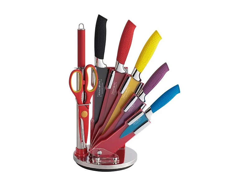 Ensemble de couteaux 7 pièces avec bloc Multicouleur Royalty Line RLCOL8W