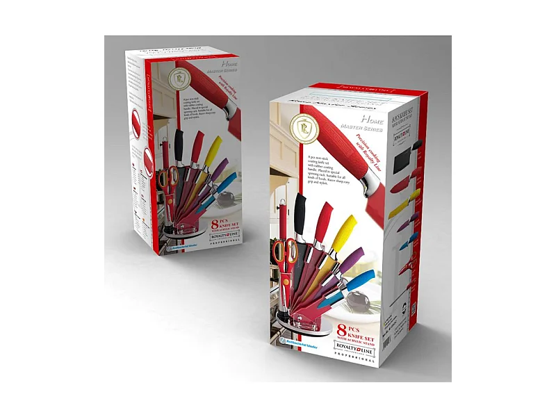 Ensemble de couteaux 7 pièces avec bloc Multicouleur Royalty Line RLCOL8W