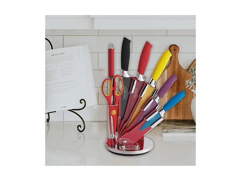 Ensemble de couteaux 7 pièces avec bloc Multicouleur Royalty Line RLCOL8W