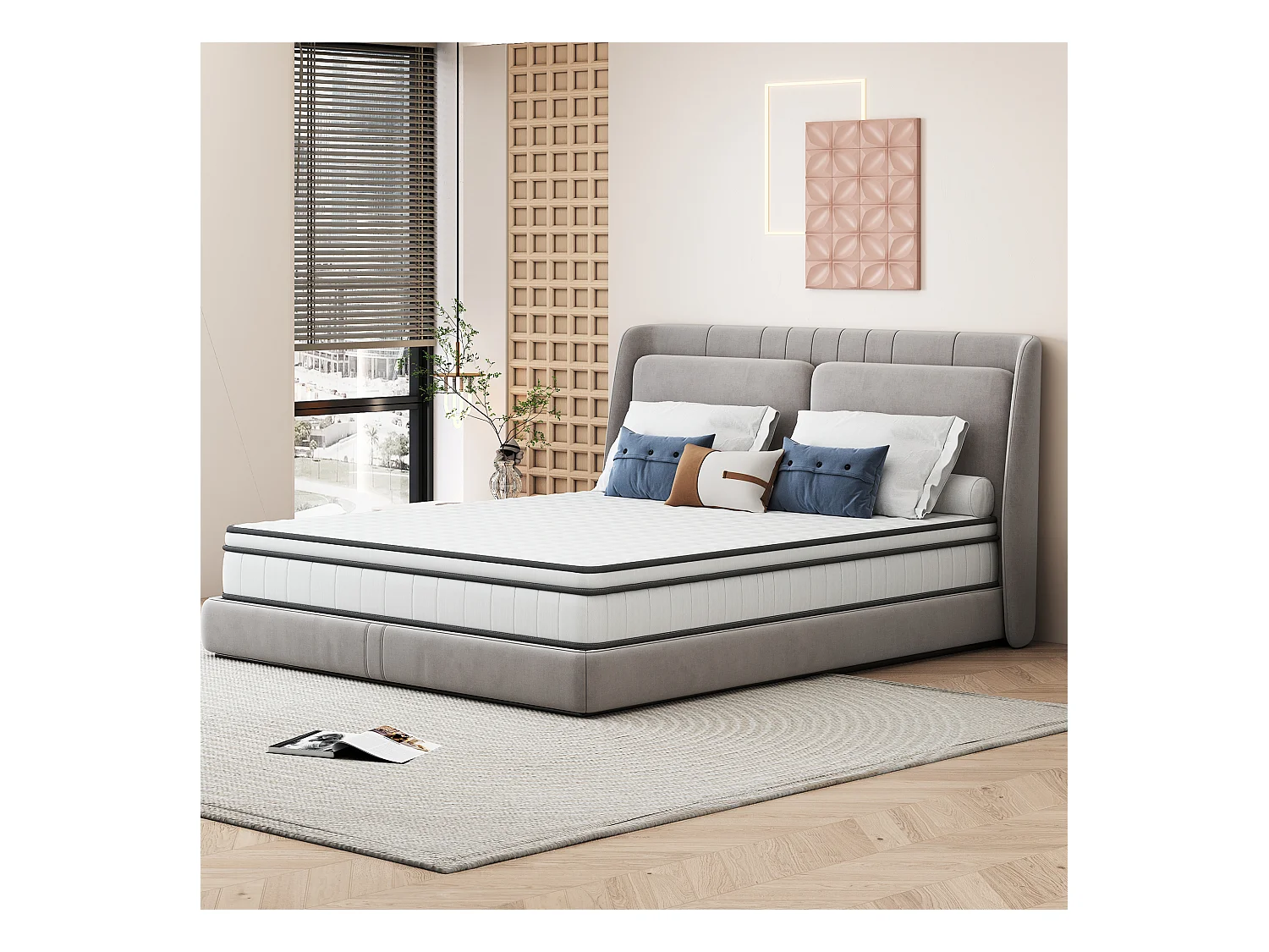 90x200 cm Taschenfederkernmatratze mit integrierter Matratzenauflage – Dicke 25 cm