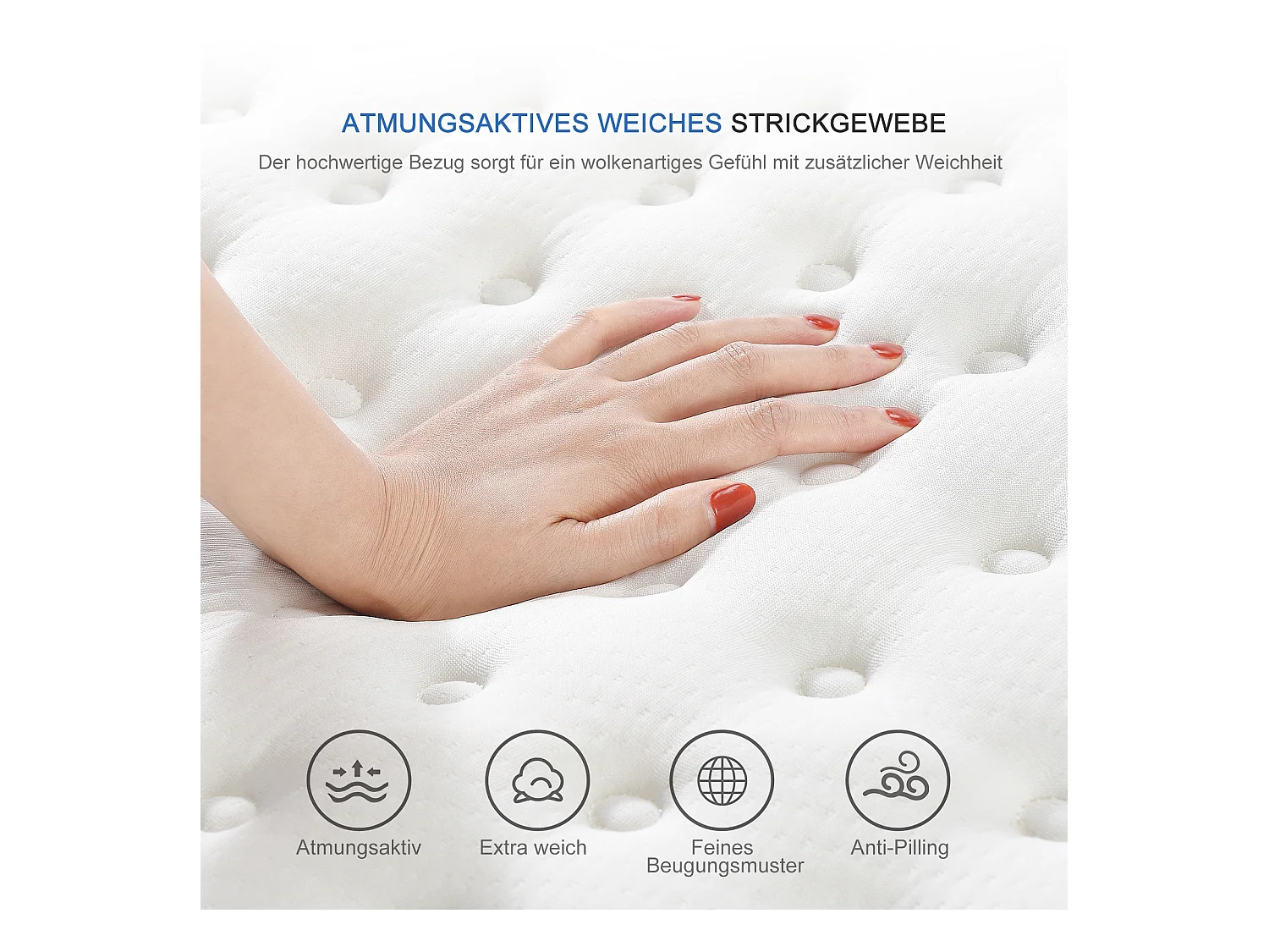 90x200 cm Taschenfederkernmatratze mit integrierter Matratzenauflage – Dicke 25 cm