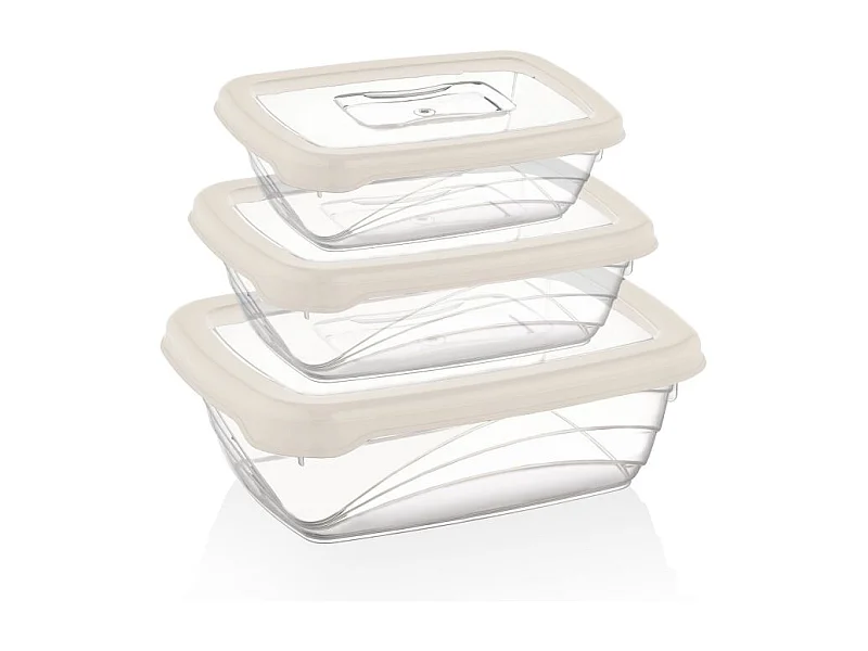 Ensemble de boite de conservation 3 pièces ivoire Herzberg HGL764-IVR