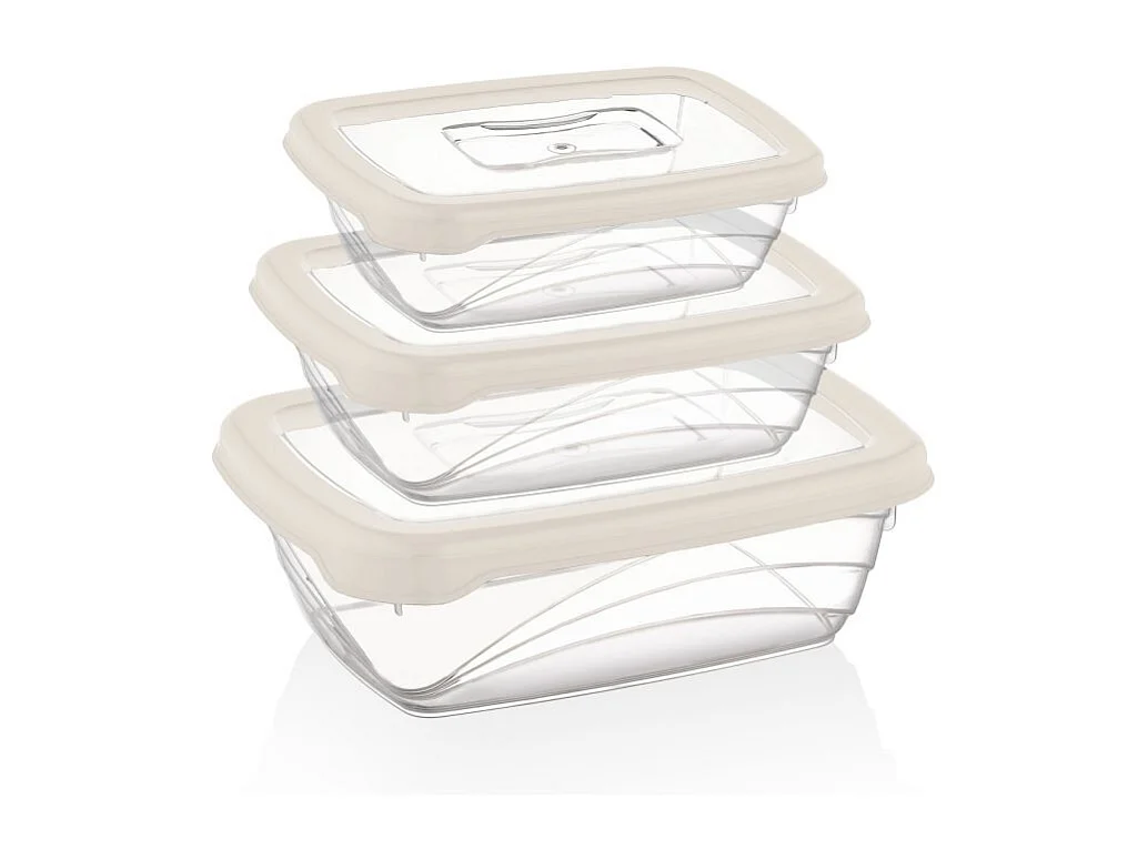 Ensemble de boite de conservation 3 pièces ivoire Herzberg HGL764-IVR