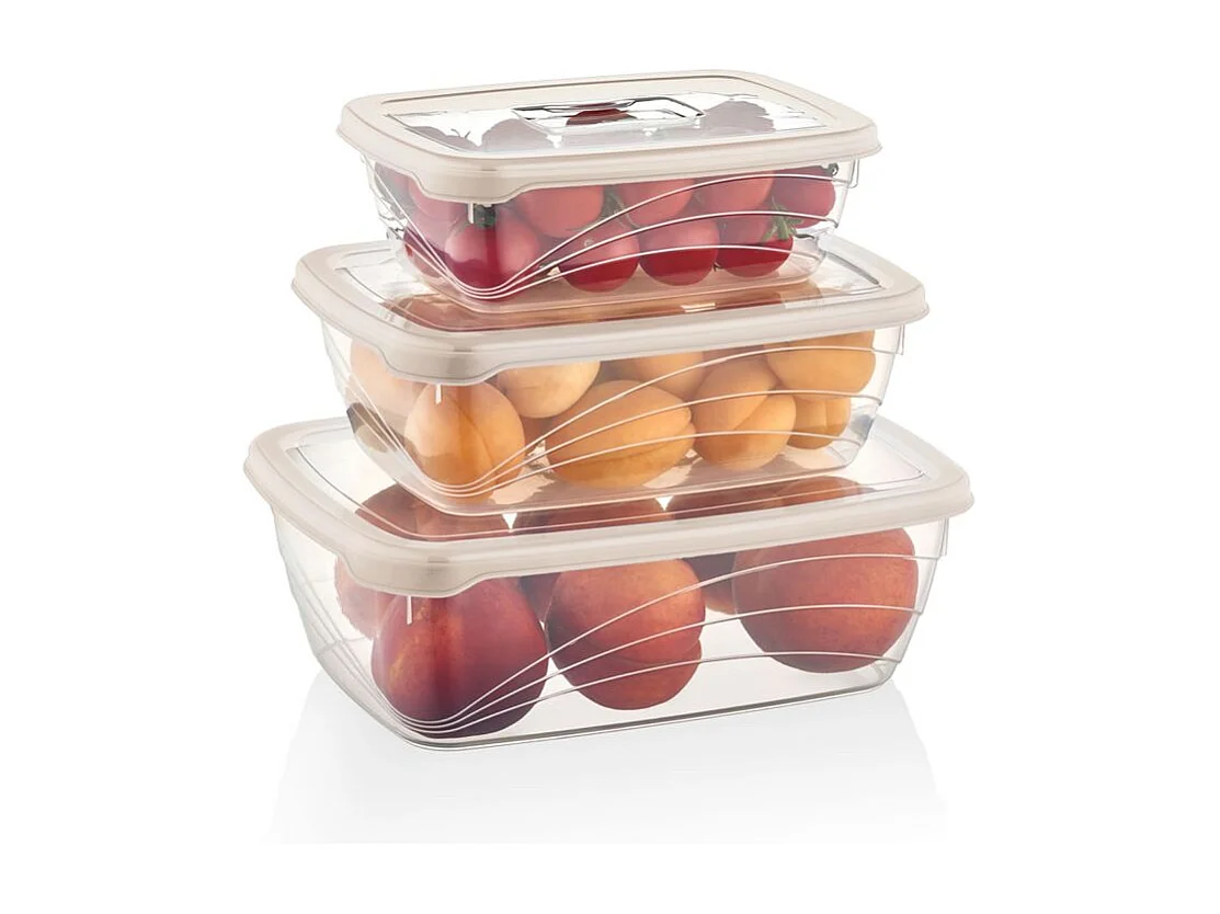 Ensemble de boite de conservation 3 pièces ivoire Herzberg HGL764-IVR