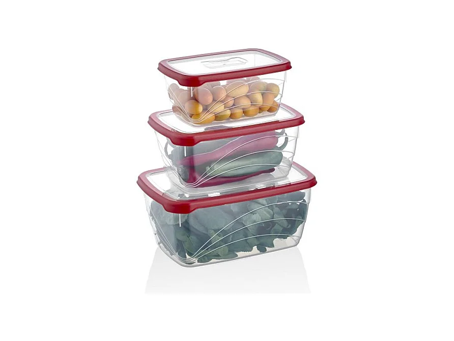 Ensemble de boite de conservation 3 pièces Herzberg HGL772-RED