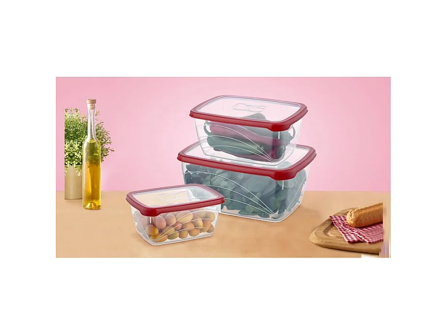Ensemble de boite de conservation 3 pièces Herzberg HGL772-RED