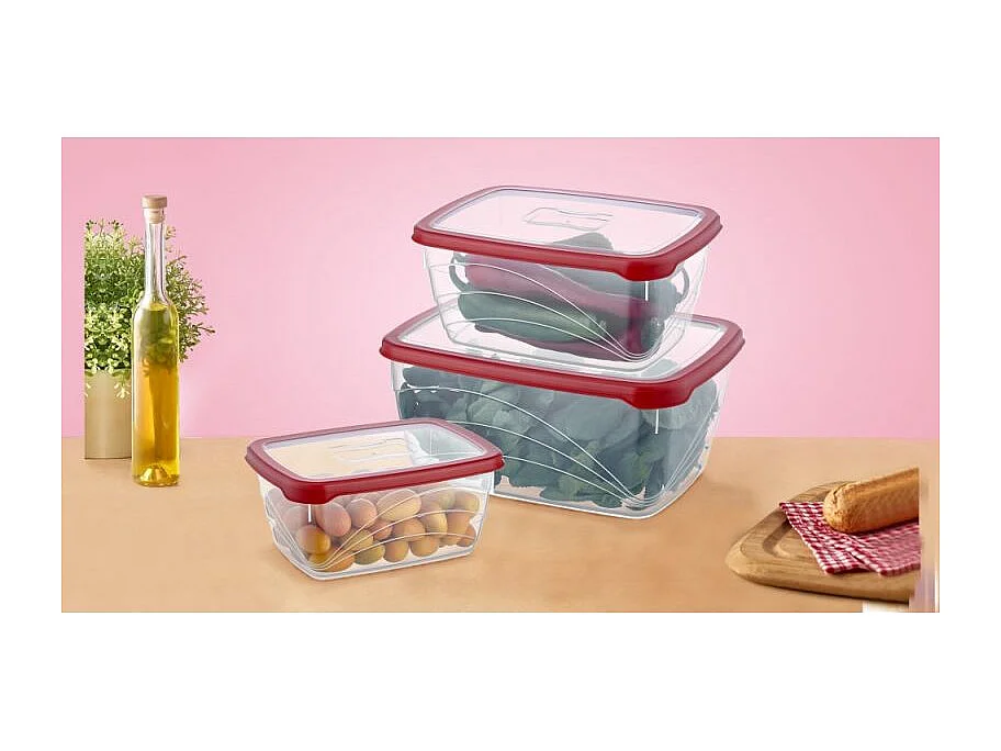 Ensemble de boite de conservation 3 pièces Herzberg HGL772-RED