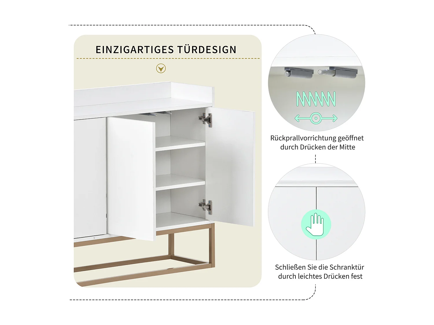 Buffet moderne 120x30x80 cm – Style minimaliste, 4 portes, idéal pour salle à manger, salon, cuisine – Blanc