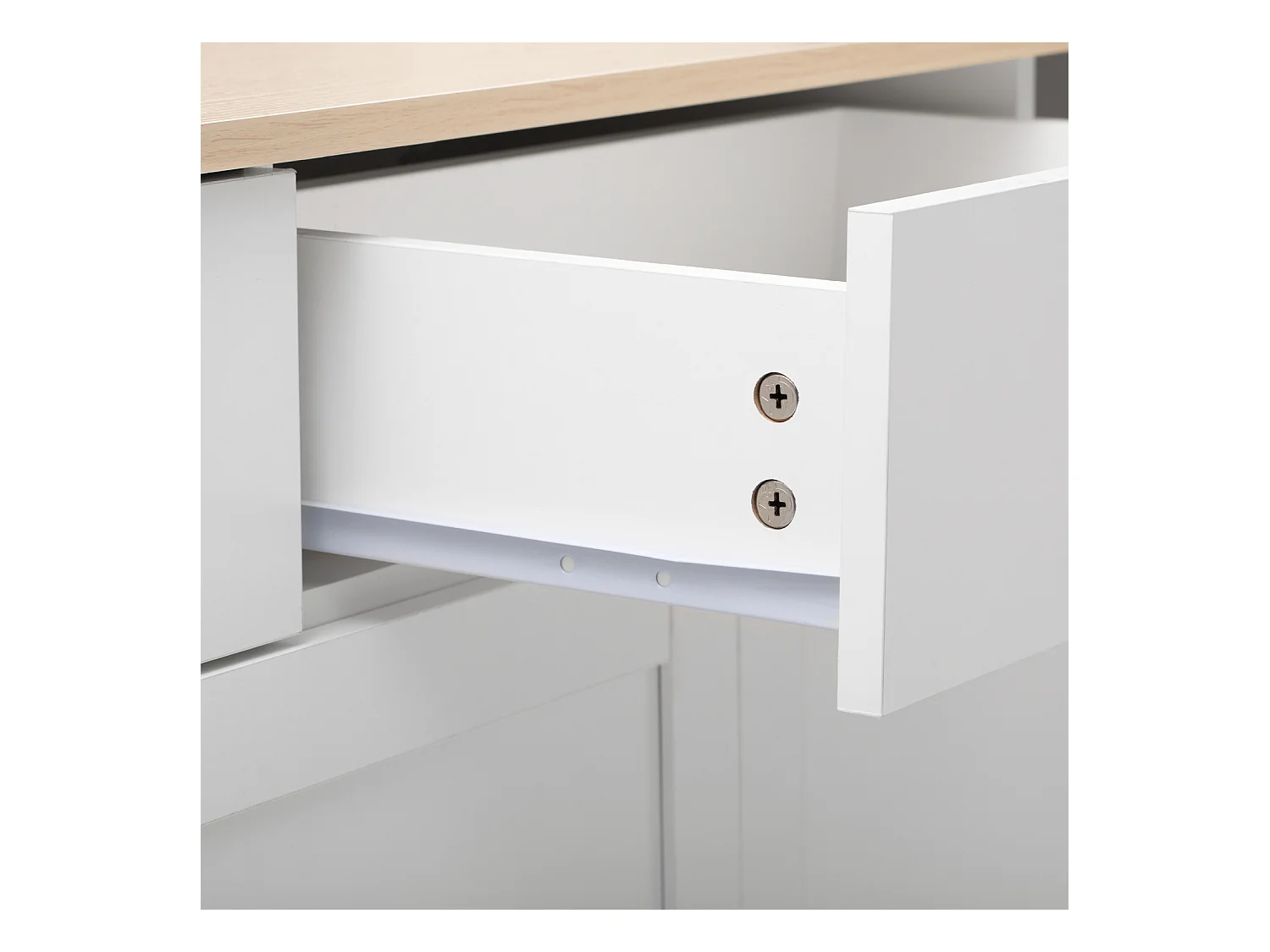 Buffet blanc 3 tiroirs et 4 portes, 160 cm – Style moderne avec étagères réglables – Idéal pour salle à manger, cuisine ou salon