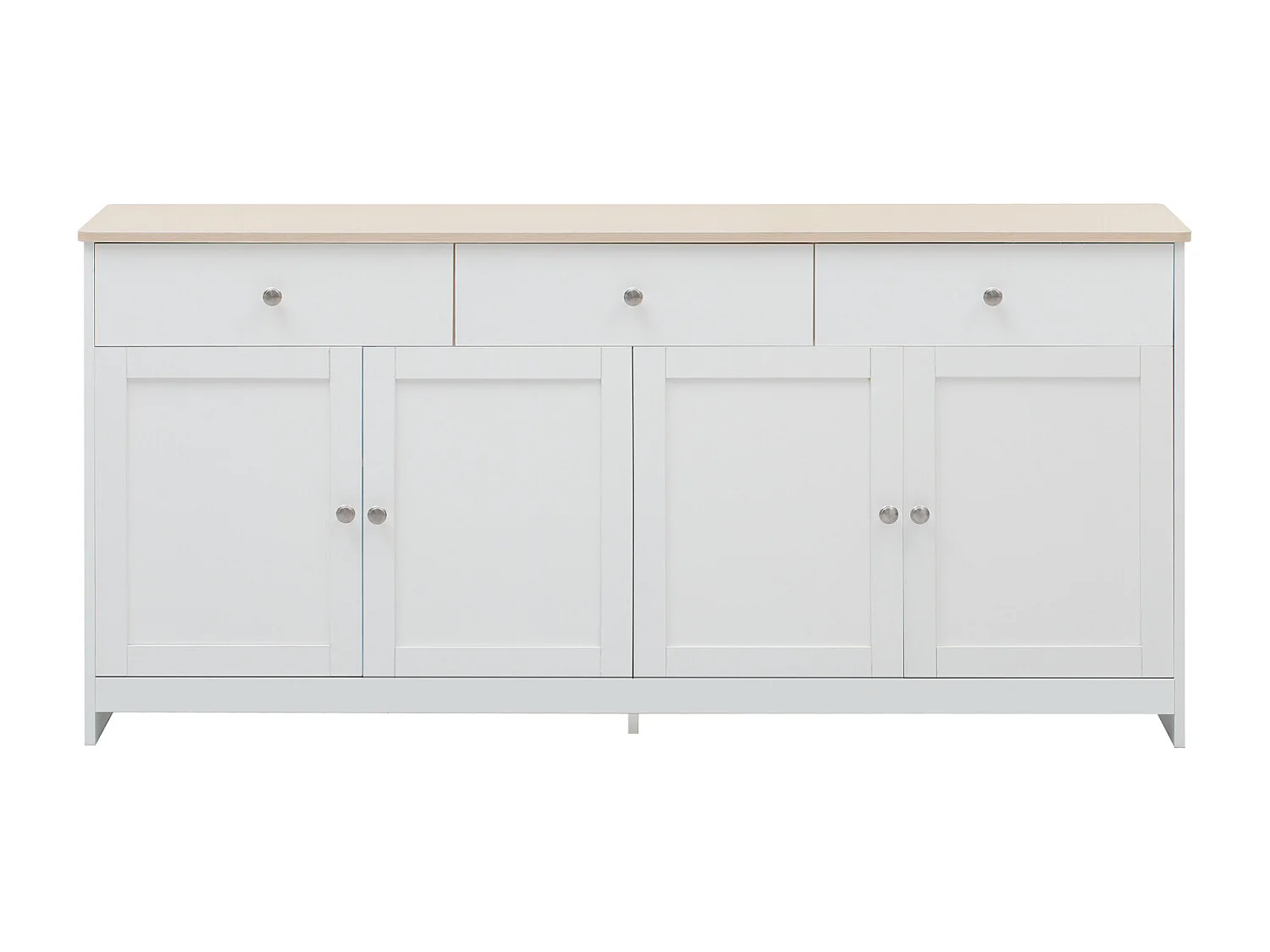 Weißes Sideboard mit 3 Schubladen und 4 Türen, 160 cm – Moderner Stil mit verstellbaren Regalen – Ideal für Esszimmer, Küche oder Wohnzimmer